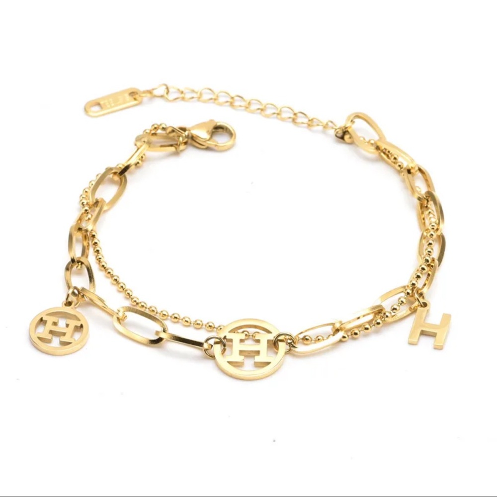 Designer Inspired Gold Plated Charm Bracelet - Picture 4 of 6